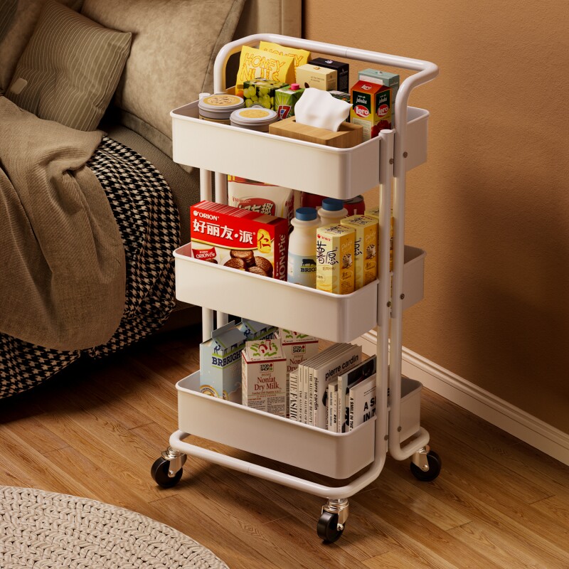 小推车零食置物架可移动多层婴儿新生儿用品收纳架落地储物架厨房