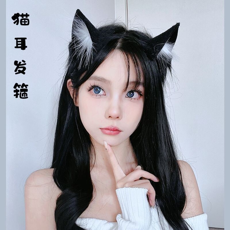 猫耳朵头饰发箍cos仿真立体兽耳可爱毛绒耳朵lolita拍照装饰