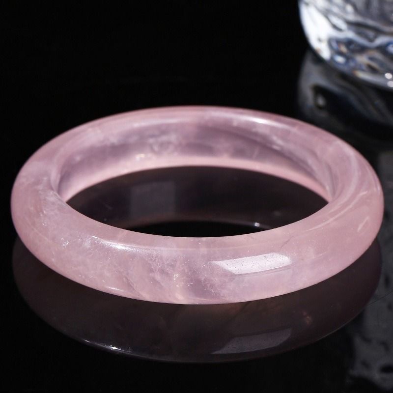 天然水晶莫粉手镯六芒星光透饰品女果冻芙蓉石莫桑比克粉晶首饰