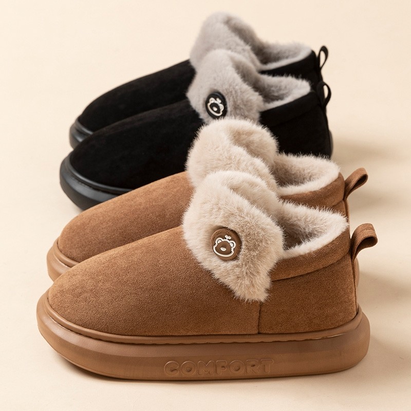 厚底雪地靴女士2025新款冬季外穿居家加绒保暖男全包跟棉拖鞋棉鞋