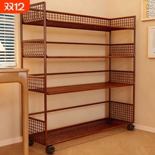 多层桌边书架落地置物架可移动收纳架子带轮小推车办公室书柜分层