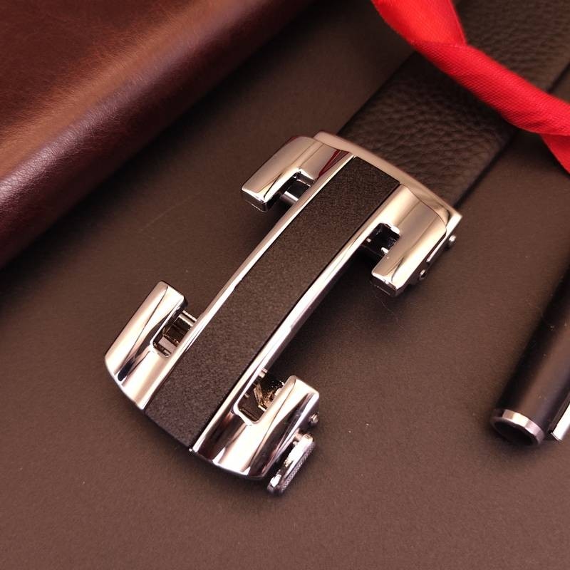 爱马男仕男士真皮皮带高档自动扣商务轻奢黑色头层牛皮腰带礼盒装