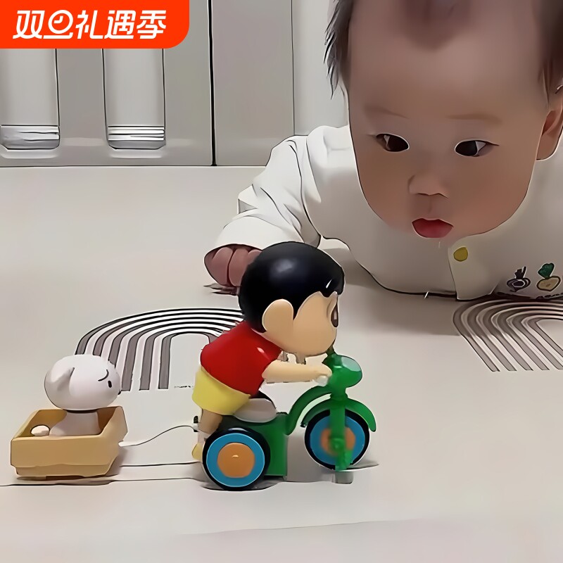 蜡笔小新爬行玩偶婴儿学爬引导早教宝宝发条摇摆益智抬头训练模型