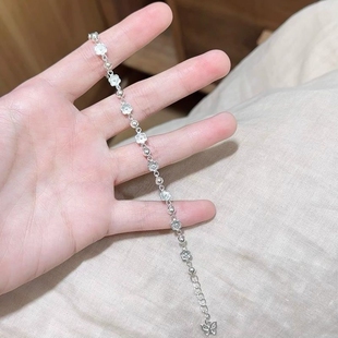 小桃灼灼新款银色简约文艺小众清新桃花蝴蝶手链送礼物中国风闺蜜