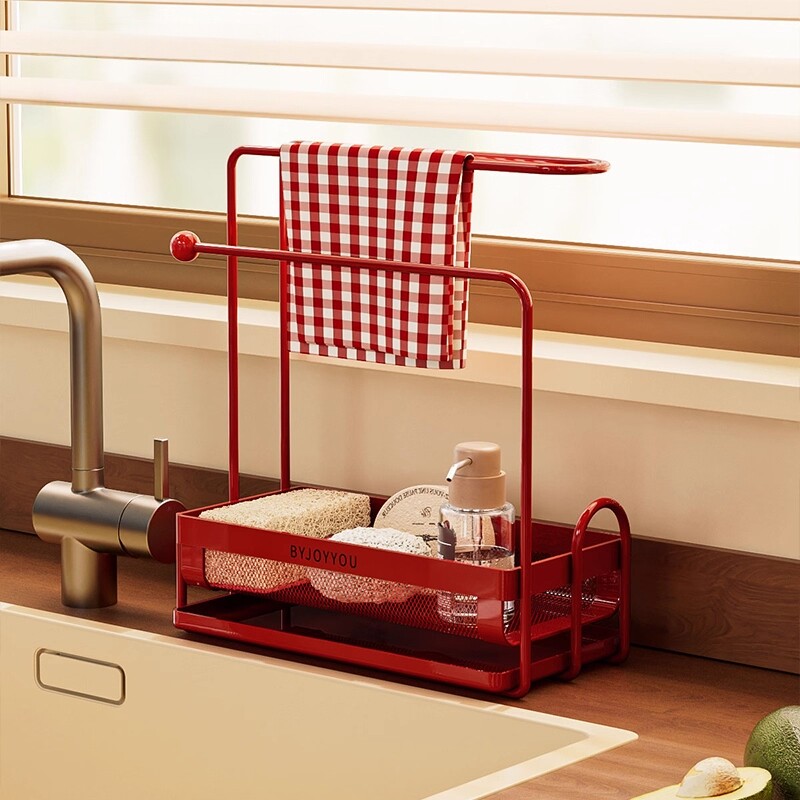 厨房抹布沥水架多功能水槽置物架家用台面洗碗布海绵窄边收纳架子