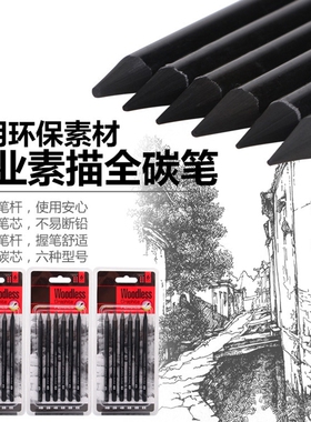 炭笔美术生专用素描工具套装速写碳笔特软中硬瑞蒙特哑光铅笔素描专用不断芯集训联考写生绘画锐蒙特笔