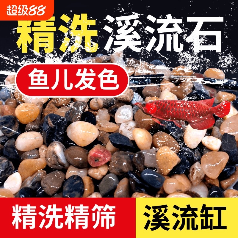 精洗精筛溪流石天然鱼缸底砂溪流缸造景铺底乌龟蟹鱼原生净化水质
