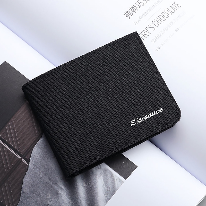 帆布钱包男款简约短款学生超薄便携随身钱夹小巧轻薄款零钱皮夹子