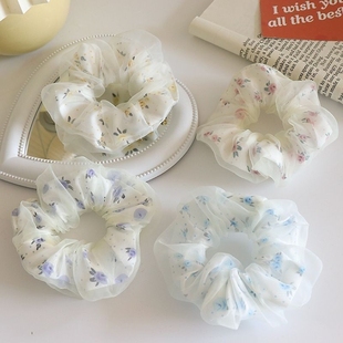 夏季 大号花朵超仙发绳扎马尾头绳发饰 女超网纱丸子头大肠发圈时尚