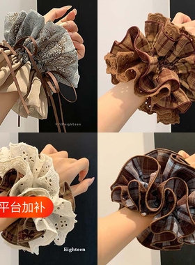 大肠发圈头绳高级感复古碎花百搭头饰日韩丸子头发绳发饰蝴蝶结