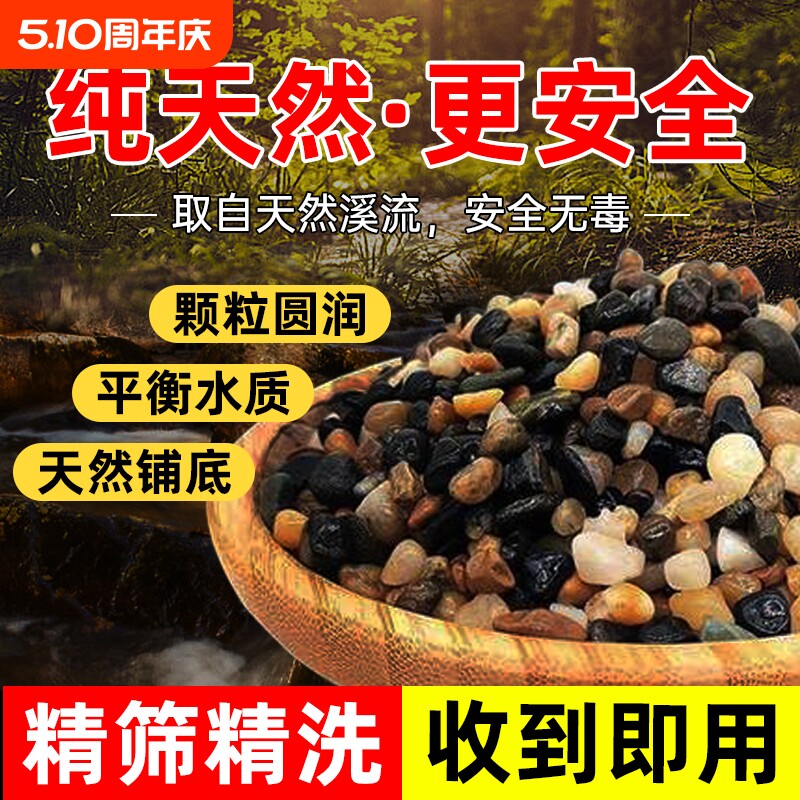 天然鹅卵石鱼缸底砂造景装饰石头溪流纯天然专用石子原石铺底生态