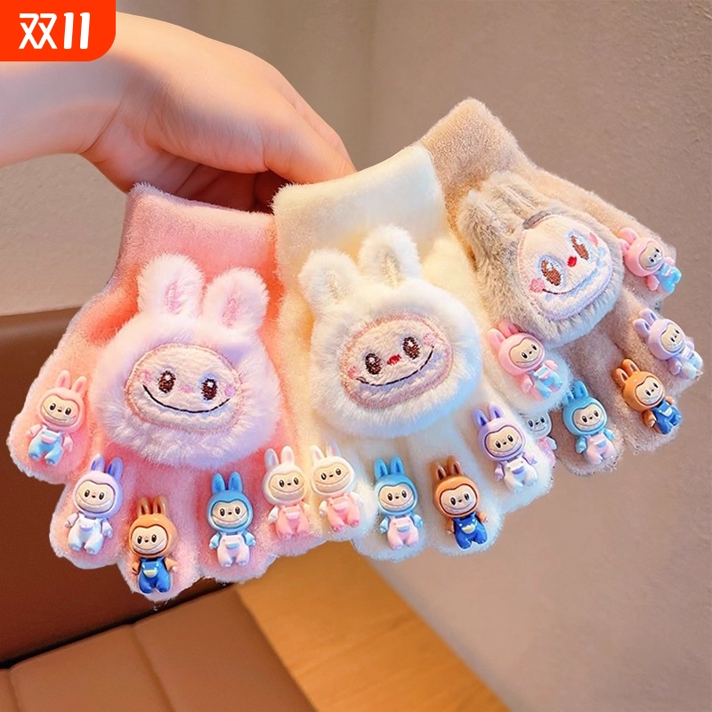 儿童手套新款卡通可爱小女孩五指套冬季男女童防寒保暖宝宝手指套
