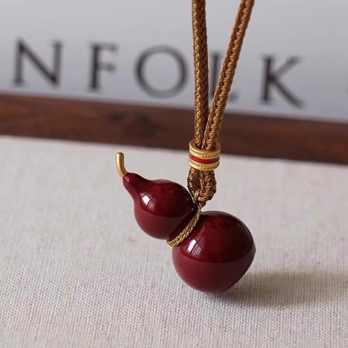 新中式国风编织葫芦项链红色手绳女轻奢高级感秋冬长款毛衣链配饰