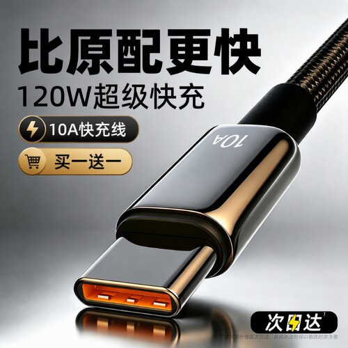 10A超级快充数据线编织加粗耐用