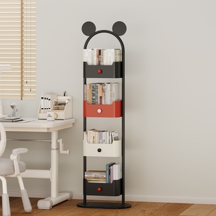 儿童书架落地置物架r客厅转角铁艺储物柜子一体靠墙收纳.角落多层