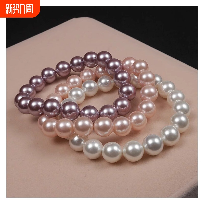 正圆施家珍珠手串轻奢高级感百搭简约气质贝珠手链精致叠戴手串
