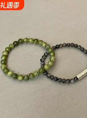复古原创天然串珠情侣手链女简约小众招财做旧手饰设计玉石手串