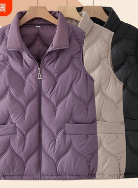 马甲中老年妈妈秋冬季加棉保暖外套女老人坎肩衣服中长款加绒红色