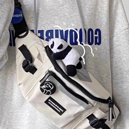 斜挎包男日系工装风运动腰包新款休闲百搭学生骑行单肩胸包潮背包