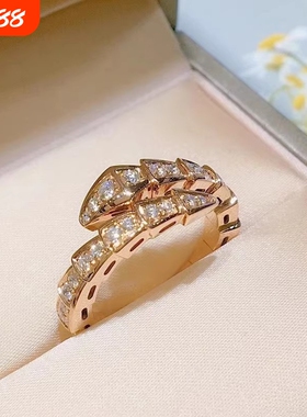 灵蛇蛇形戒指女玫瑰金圆圈蛇头骨戒叠戴指环高级感轻奢人工手指