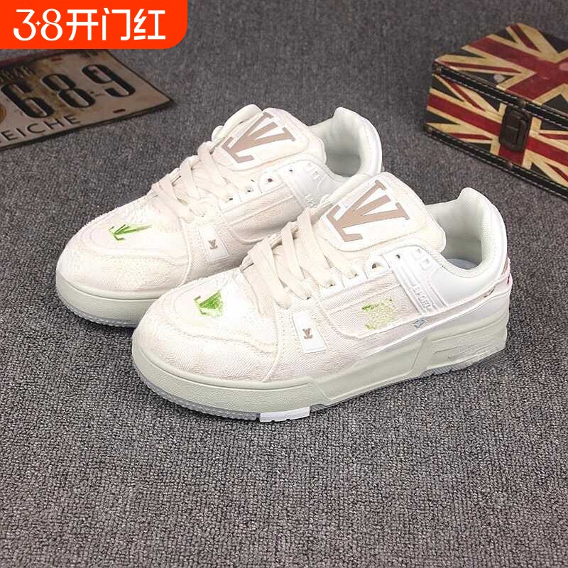 潮牌男鞋2025新款刺绣印花运动男女情侣帆布休闲时尚潮流运动板鞋