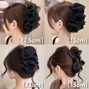 高级感蝴蝶结抓夹女后脑勺发量多盘发发夹大号气质鲨鱼夹发卡头饰