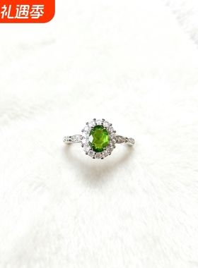 爆款热卖天然透辉石椭圆形女戒指