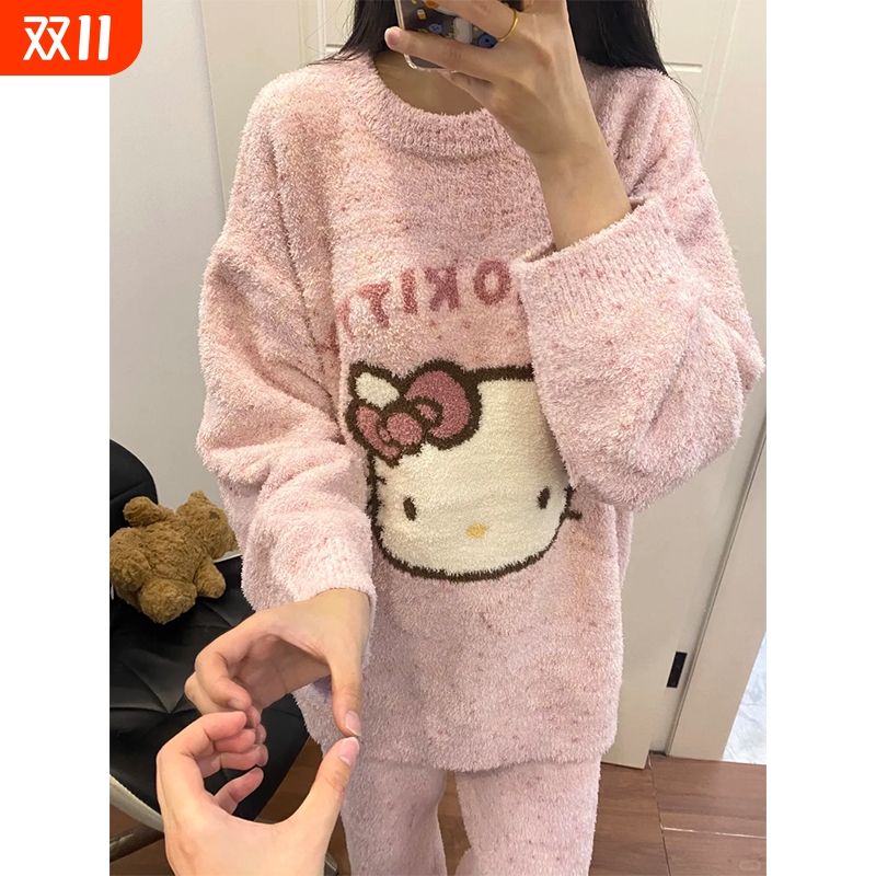 睡衣女冬季半边绒加厚保暖家居服