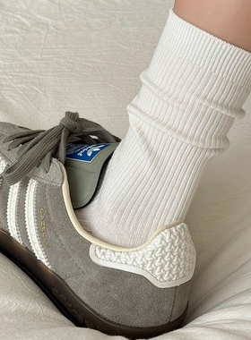 白色袜子女款中筒袜春秋季纯棉防臭月子袜全棉长袜灰色堆堆袜黑色