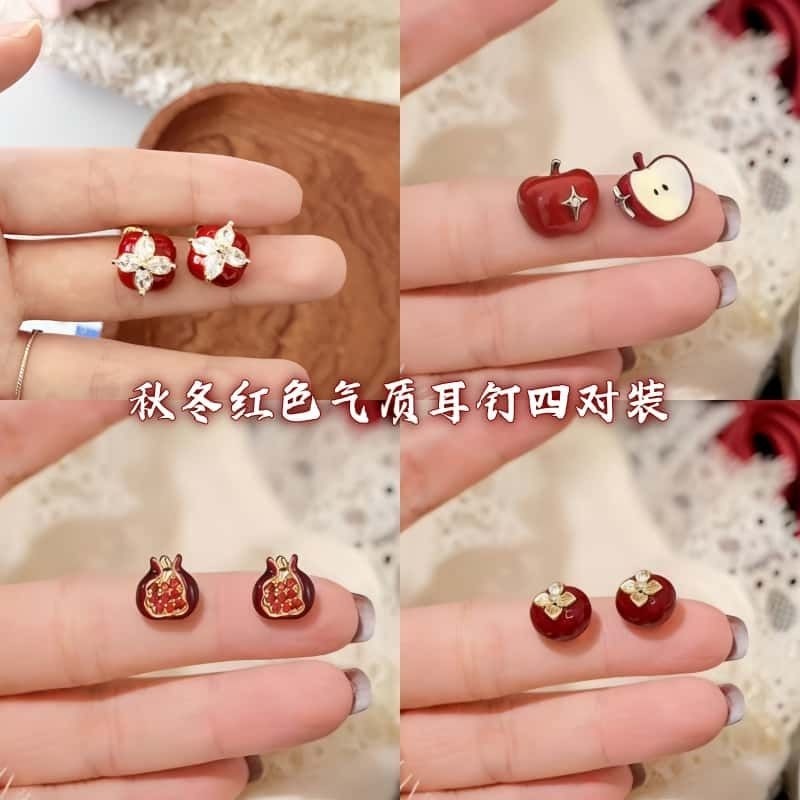 复古安可拉红滴釉耳钉甜美气质时尚耳环女轻奢高级感秋冬红色耳饰,饰品/流行首饰/时尚饰品新,耳钉,淘宝优惠券,粉丝福利购,淘宝优惠卷