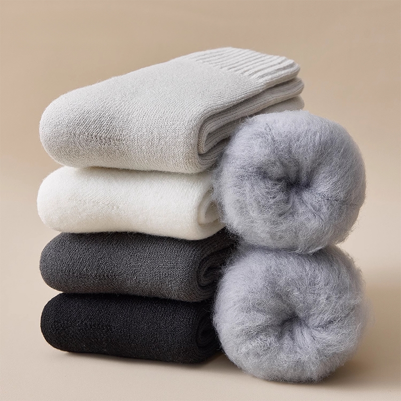 超厚羊绒保暖中筒袜男士地板长袜