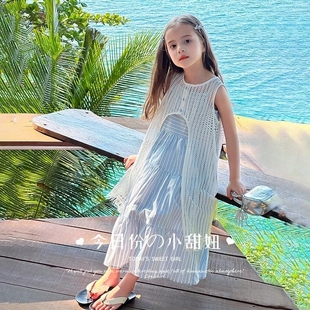 海边度假裙子海边套装 女童连衣裙夏季 吊带裙公主洋气好看 童装 新款