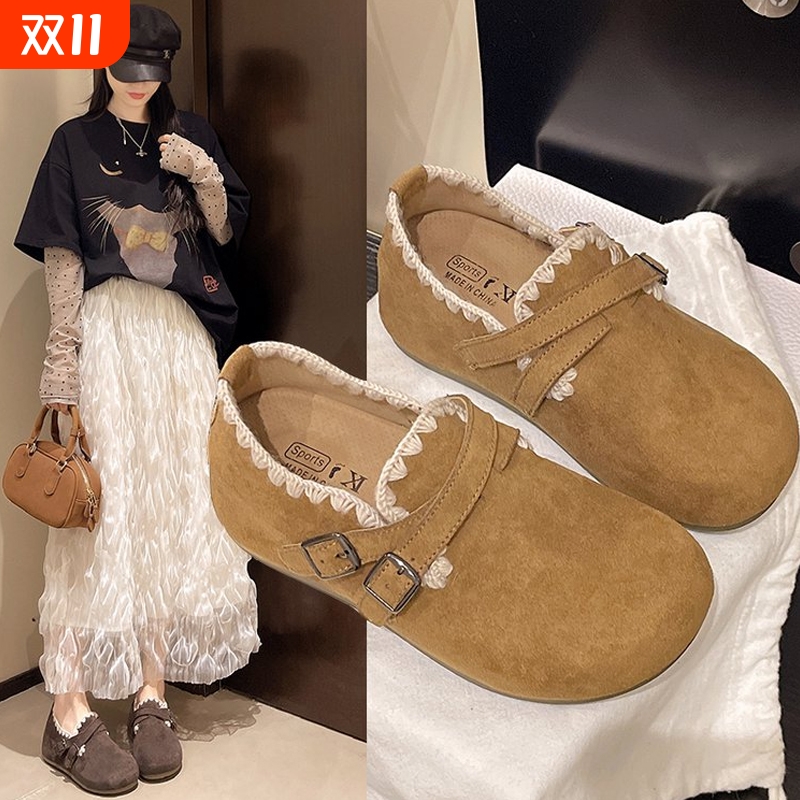 厚底内增高超火一脚蹬勃肯鞋女秋季外穿2025新款全包勃肯单鞋鞋子