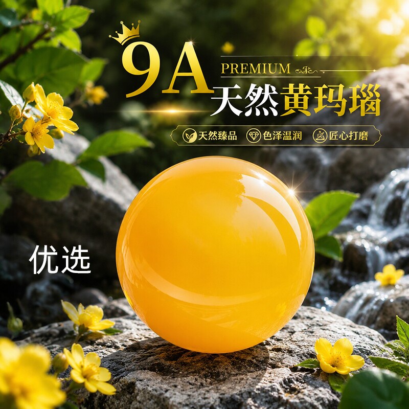 帝王天然黄玛瑙散珠单珠隔珠手串老黄玉水晶文玩配珠转运珠礼物