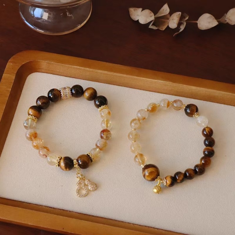 天然黄塔晶虎眼石金霸锆石葫芦水晶10mm手链百搭手链水晶串珠