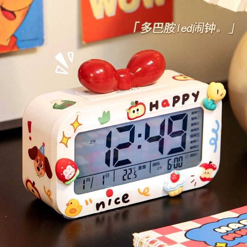 可爱小闹钟学生专用起床神器2025表儿童女孩桌面智能电子时钟语音