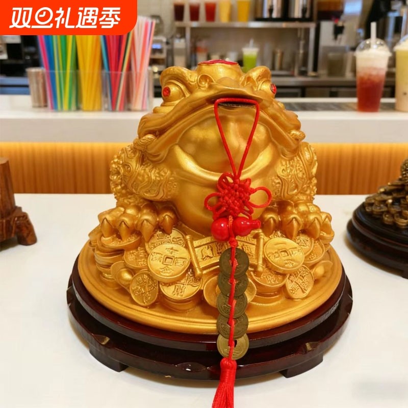 大号招财金蟾摆件客厅家居办公室酒柜装饰品金蝉开业礼品店铺摆设