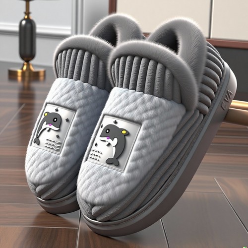 踩屎感棉拖鞋男款冬季新款室内家居厚底外穿包跟毛绒情侣棉鞋女士