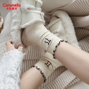 下拉7.9元6双！caramella！卡通萌宠中筒袜