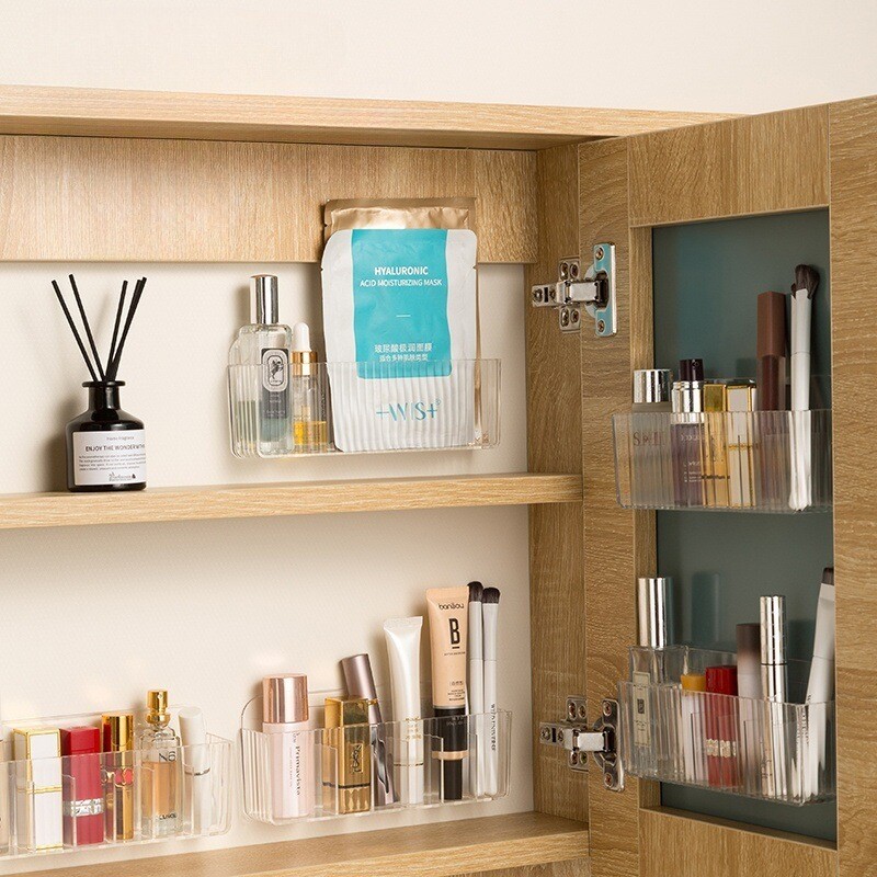 镜柜收纳盒壁挂化妆品面膜口红置物架卫生间浴室柜门后免打孔神器