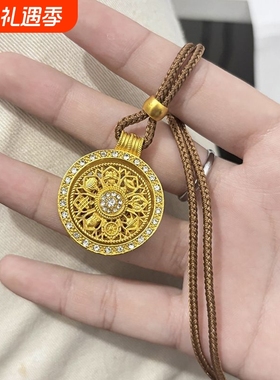 中国风可转动不掉色吉祥八宝罗盘项链如意旋转吊坠毛衣项链高级感