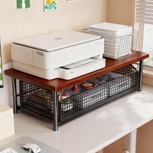 打印机置物架桌面带抽屉复印机收纳架办公室桌上双层放置架子台面