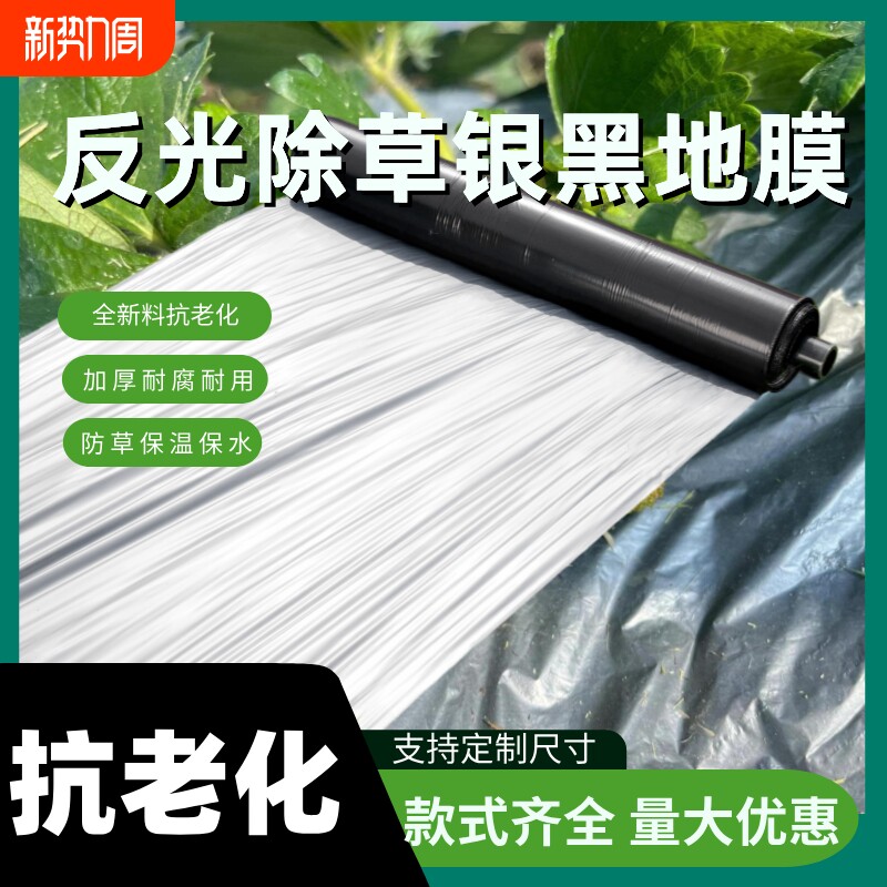 银黑双色地膜加厚蔬菜大棚反光防草大蒜草莓种菜薄膜种植果树保温