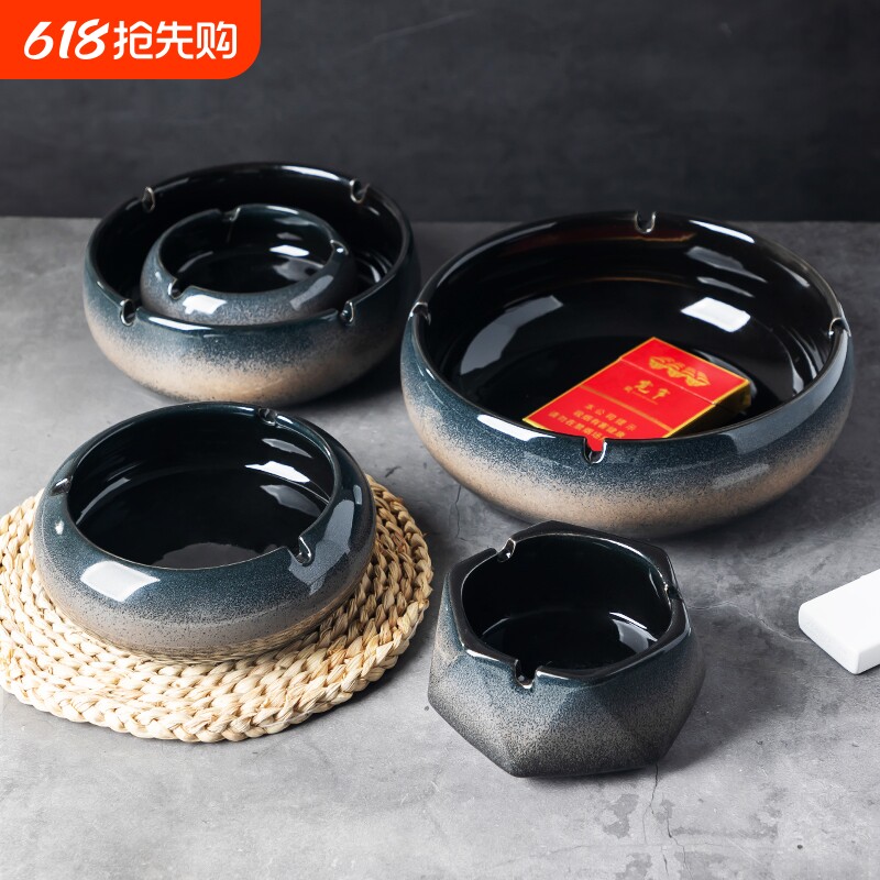特大烟灰缸创意大号复古潮流个性陶瓷家用客厅办公酒店烟缸大容量