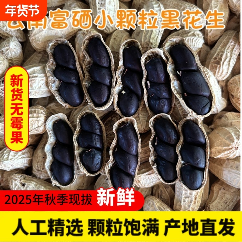 新货云南富硒黑花生带壳生的小颗粒富硒黑皮花生5斤/10斤黑花生
