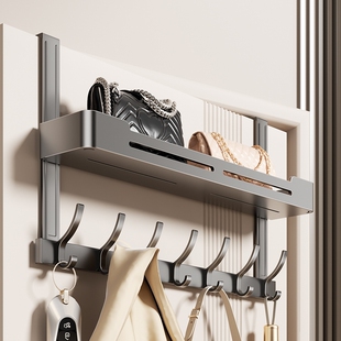 门后双层挂衣架免打孔卧室门上挂钩门背式衣帽架门后收纳架置物架