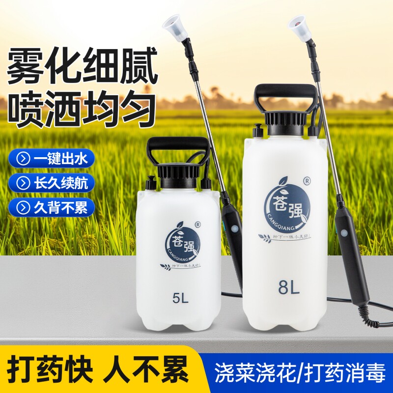 苍强电动喷壶锂电池洒水壶园艺打药喷雾器家用自动浇水壶消毒清洁