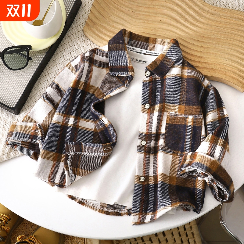 衬衣男士男款格子青少年男装衬衫时尚大方帅气