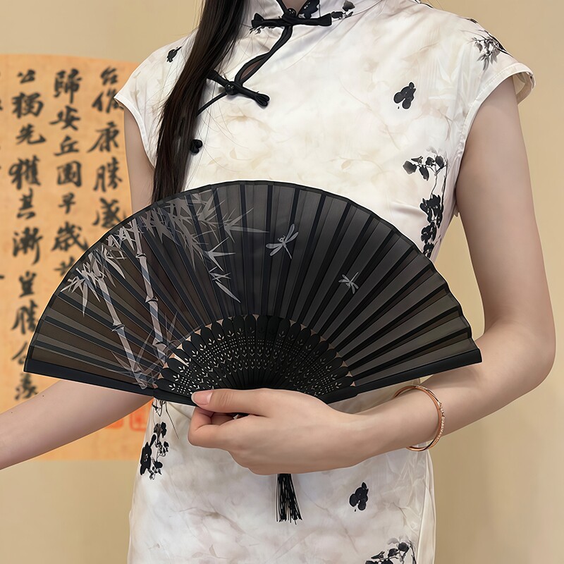 古风小扇子中国风汉服旗袍马面裙女舞蹈折叠竹扇随身便携跳舞小巧