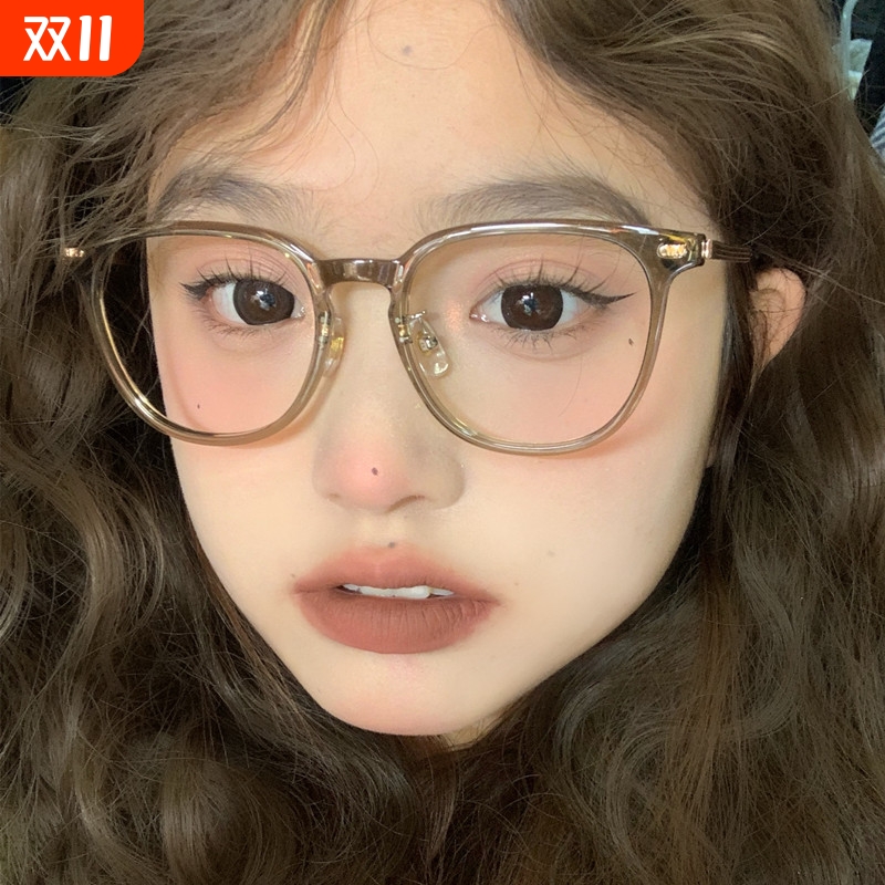 冷茶色眼镜女韩版潮素颜可配度数近视超轻大脸显瘦散光眼睛框镜架
